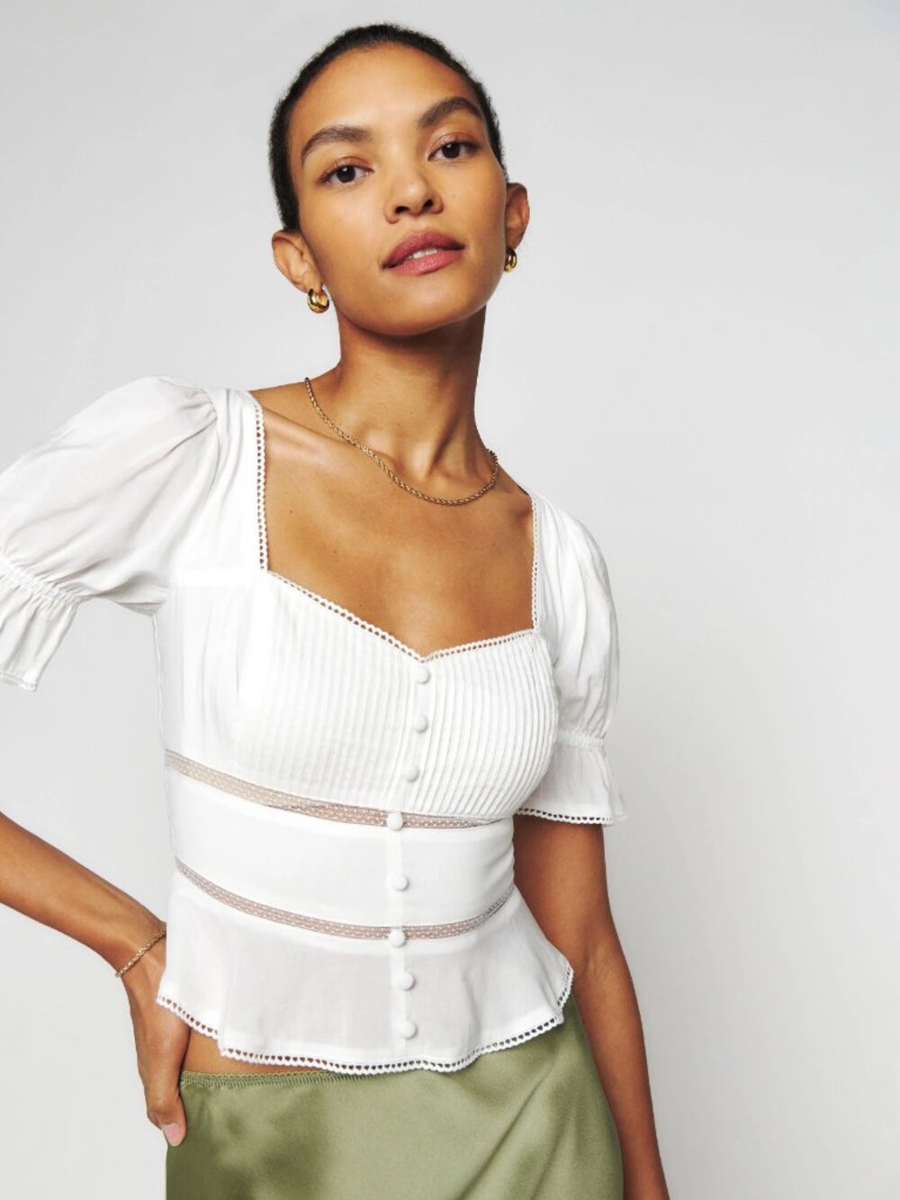 Reformation White Daphne Top